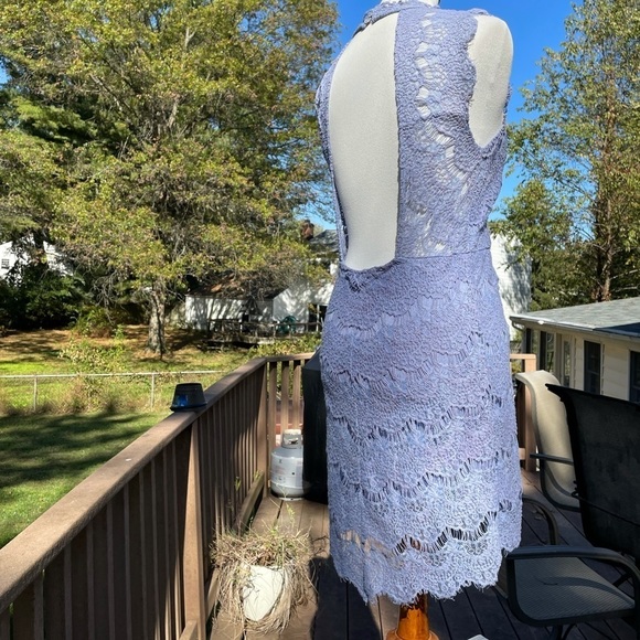 Free People crochet dress, steel grey violet. Open back - Picture 5 of 10